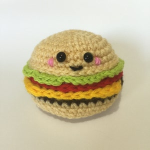 Cheeseburger Crochet Pattern, hamburger, amigurumi,