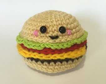Cheeseburger Crochet Pattern, hamburger, amigurumi,