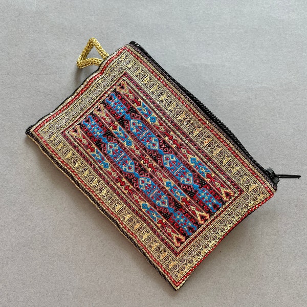 Gold Colour Coin Purse  Boho Travel Card Bag  Turkish Rug/Carpet Patterned  Mini Ethnic Zip Pouches  Affordable Unique