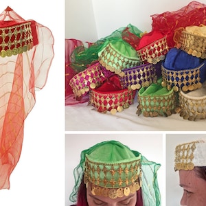 Women's Fez Hat with Veil, Henna Night Accessory Traditional Wedding Hat