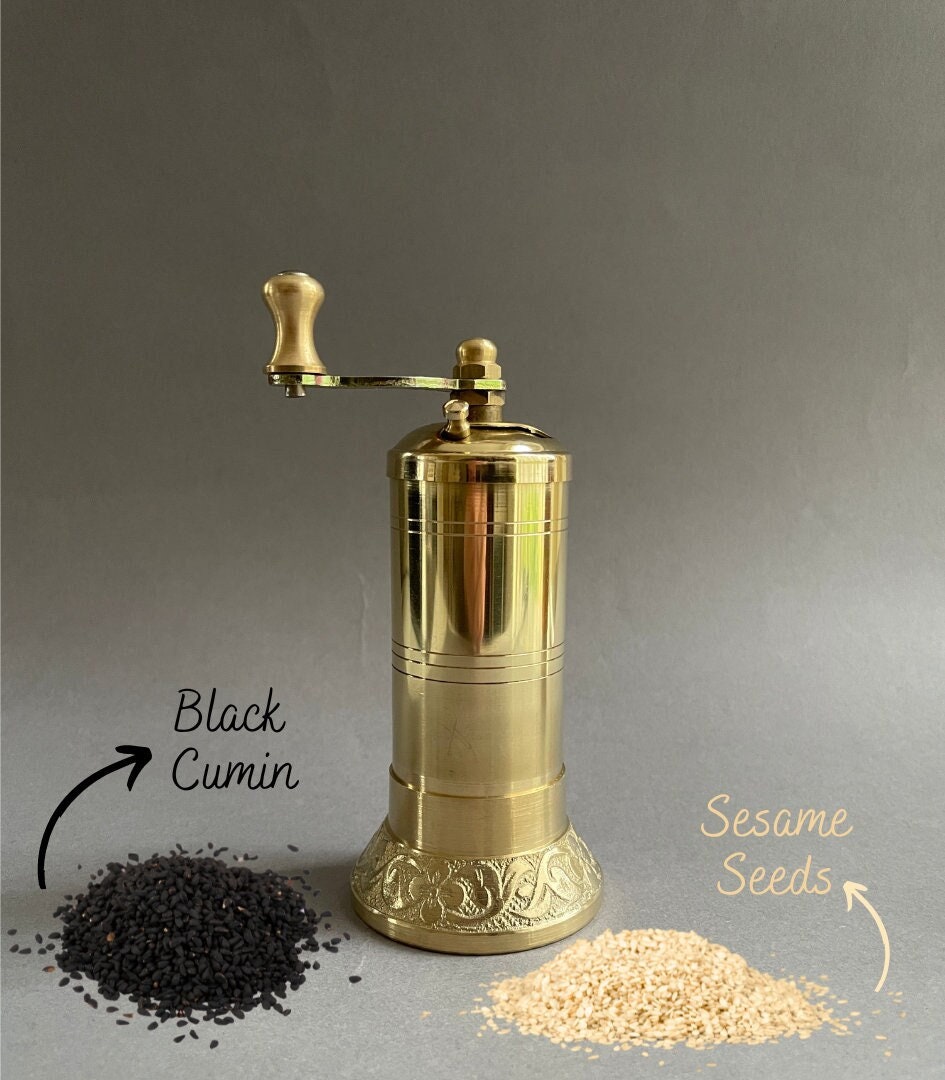 Black Cumin, Flax Seed, Sesame Seed Grinder, Handmade Brass Mill, Manual  Grinder, Sozen, Traditional Turkish Grinder, Flower Motifs