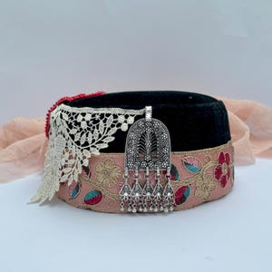 Fez Hat, Turkish Fez Hat with Veil, Ottoman Costume Hat, Vintage Style Headwear, Themed Party Hat, Perfect for Weddings, Henna Nights