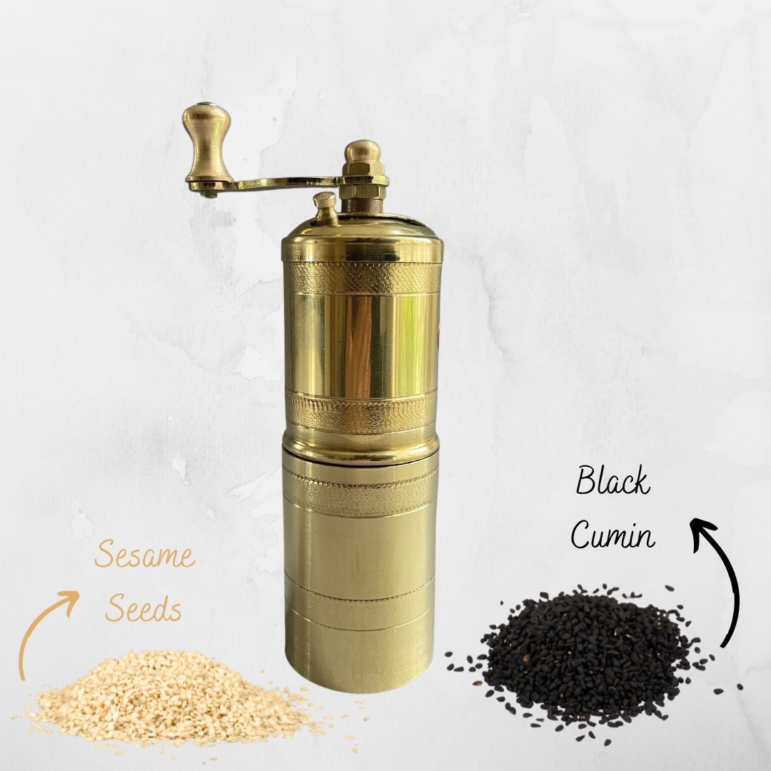 Black Cumin, Flax Seed, Sesame Seed Grinder, Handmade Brass Mill