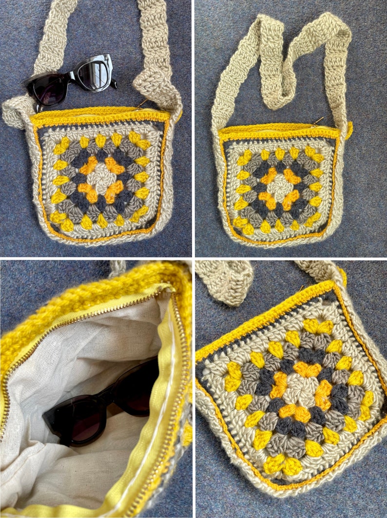 Bloom and Zip: Vintage Boho Style Granny Square Shoulder Bag - Etsy