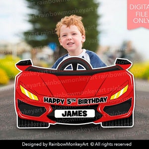 Red Sports Car Photo Booth Frame: Racing Party Prop (Digital Download)