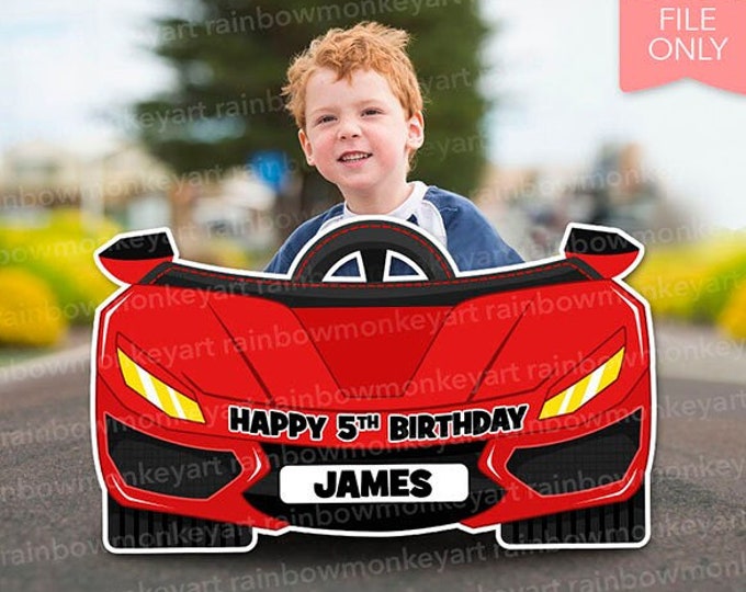Car Frame Prop, Printable Red Car Photo Booth Frame, Kid's Birthday ...