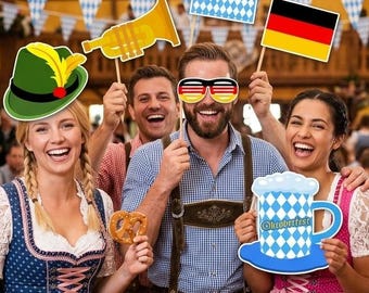 Oktoberfest-Foto-Requisiten zum Ausdrucken: Bayerisches Party-Set (Digitaler Download)