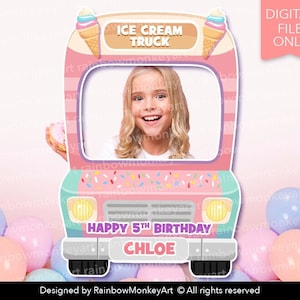 Ice Cream Truck Photo Booth Frame: Personalized Party Decor (Digital Download)