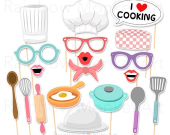 Printable Cooking Party Photo Booth Props - Kitchen Chef Photobooth Props - Printable Kitchen Props - Cooking Props