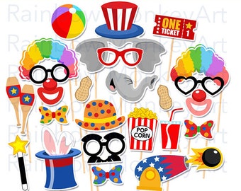 Afdrukbare Circus Photo Booth Props - Circus Party Props - Carnaval Photobooth Props - Clown Party Props - Verjaardag Photo Booth Props