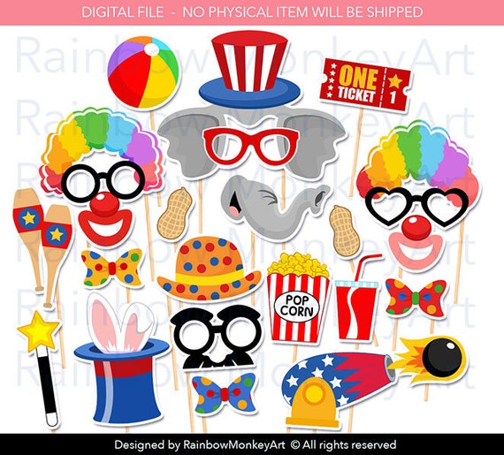 Circus Photo Booth Props Printable