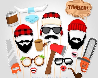 Printable Lumberjack Photo Booth Props, Paul Bunyan Party | Instant Download, Letter and A4 Size