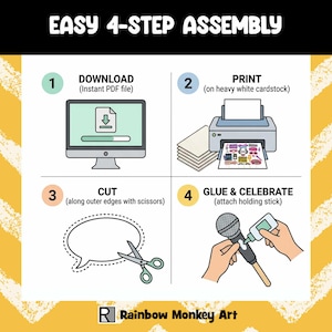 The image is a step-by-step guide for assembling a 4-step project, with illustrations and text to explain the process.