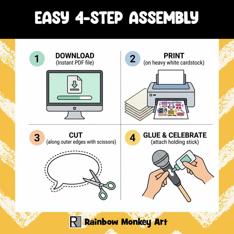 The image is a step-by-step guide for assembling a 4-step project, with illustrations and text to explain the process.