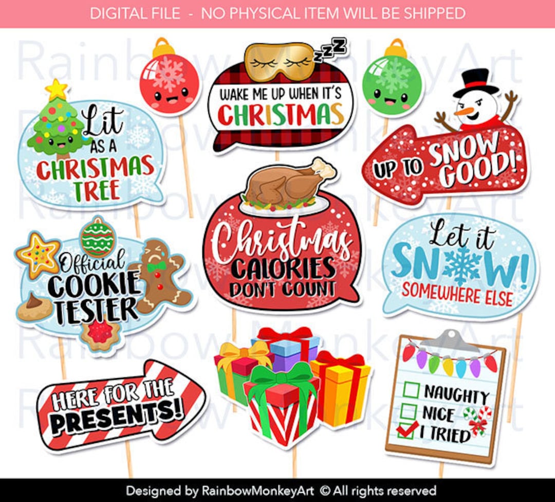 Printable Funny Christmas Puns Photo Booth Props Christmas Puns Props