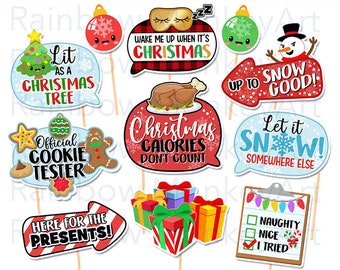 Printable Funny Christmas Puns Photo Booth Props - Christmas Puns Props - Christmas Party Props - Kids Christmas Party Decor - Xmas Decor