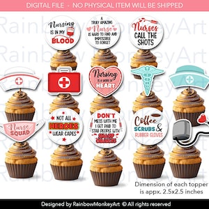 Printable Nurse Cupcake Toppers: Graduation Party Decor (Digital Download)