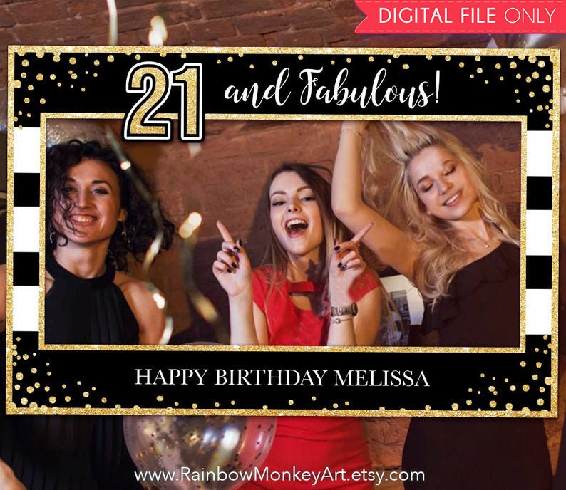 21st Birthday Party Printable Birthday Photo Booth Frame Etsy
