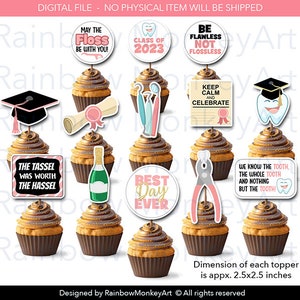 Printable Dental Nurse Graduation Cupcake Toppers - Dental Nurse Graduation - Graduation Cupcake Toppers - Class of 2023 Cupcake Topper