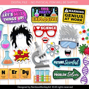 Printable Science and Chemistry Photo Booth Props - Chemistry Photobooth Props - Science Printable Props - Scientist Party Props