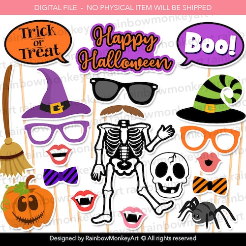 Printable Halloween Photo Booth Props Halloween Photobooth - Etsy