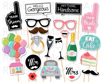 Wedding Photo Booth Props Printable Wedding Signs 26 Party - Etsy