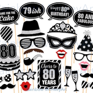 Printable Birthday Prop - 80th Birthday Party Printable Photo Booth ...