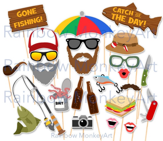 Fishing Trip Printable Photo Booth Props - Fishing Photobooth Props -  Fishing Outing Photo Booth Props - Fisherman Photo Booth Props