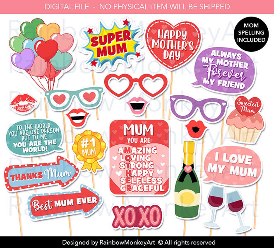 Printable Mother's Day Photo Booth Props - Mother's Day Photobooth Props - Mother's Day ...