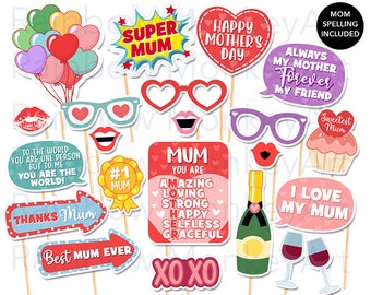 Printable Mother's Day Photo Booth Props - Mother's Day Photobooth Props - Mother's Day Printable Props -Mother's Day Props