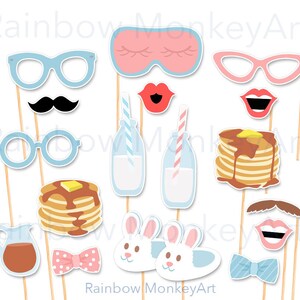 Pajamas and Pancakes Photo Booth Props - Printable Pajamas and Pancakes Photo Booth Props - Breakfast Printable Props - Pajamas Printable