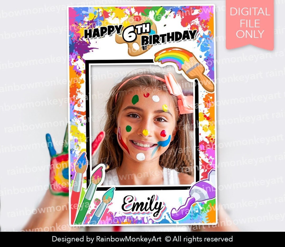 Art Birthday Party Printable Photo Booth Frame Art Party Etsy