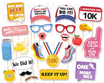 Running 10K Photo Booth Props - Runner Photobooth Props - Running Race Printable Props - Marathon Props