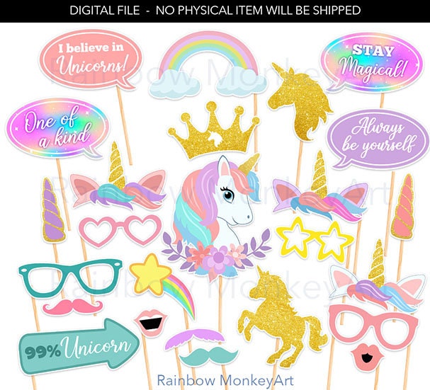 printable-unicorn-photo-booth-props-unicorn-photobooth-props-rainbow-party-printable-props-magical-unicorn-birthday-party-etsy