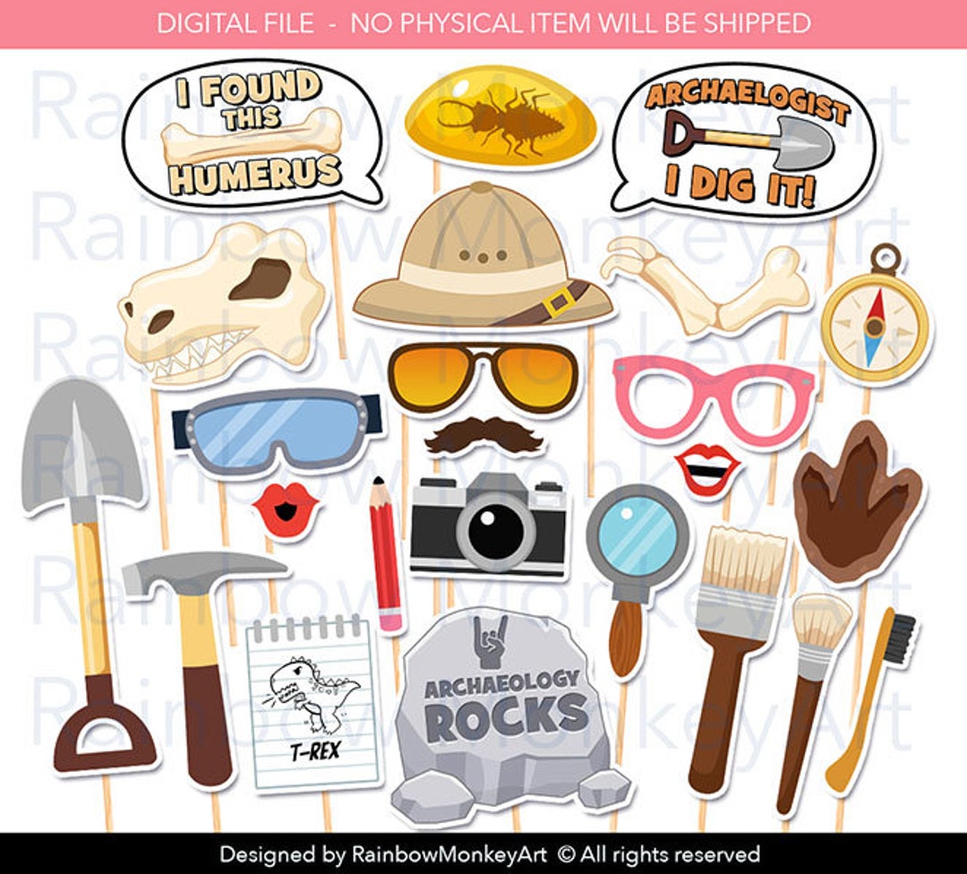 Printable Archaeologist Photo Booth Props Archaeologist Etsy