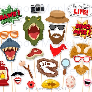 Printable Dinosaur Party Photo Booth Props (PDF Download)