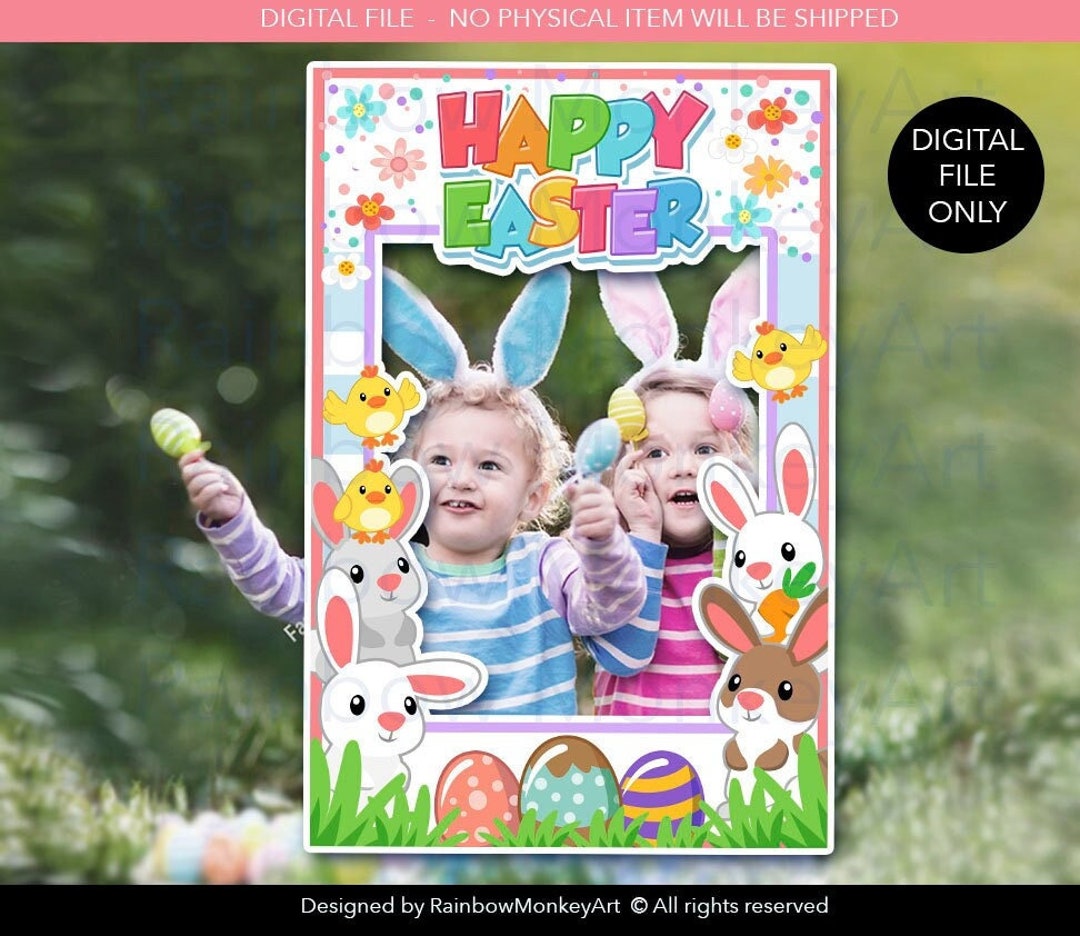 Printable Easter Party Photo Booth Frame Digital Downlaod Easter Party