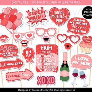 Printable Mother&#39;s Day Photo Booth Props - Mother&#39;s Day Photobooth Props - Mother&#39;s Day Printable Props - Happy Mother&#39;s Day Props