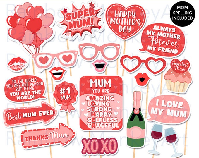 Printable Mother's Day Photo Booth Props Mother's Day Photobooth Props Mother's Day Printable ...