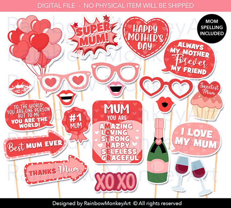 Printable Mother's Day Photo Booth Props Mother's - Etsy