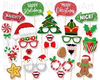 Printable Christmas Photo Booth Props - Christmas Party Props -Xmas Party Photobooth Props - Santa Claus Photo Booth Props-Nutcracker Props