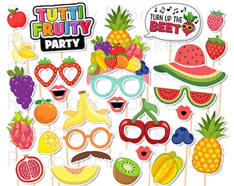 Printable Fruits Photo Booth Props - Tutti Fruity Party Photobooth Props - Eat Healthy Printable Props - Cute Fruit Props - Fruit Party