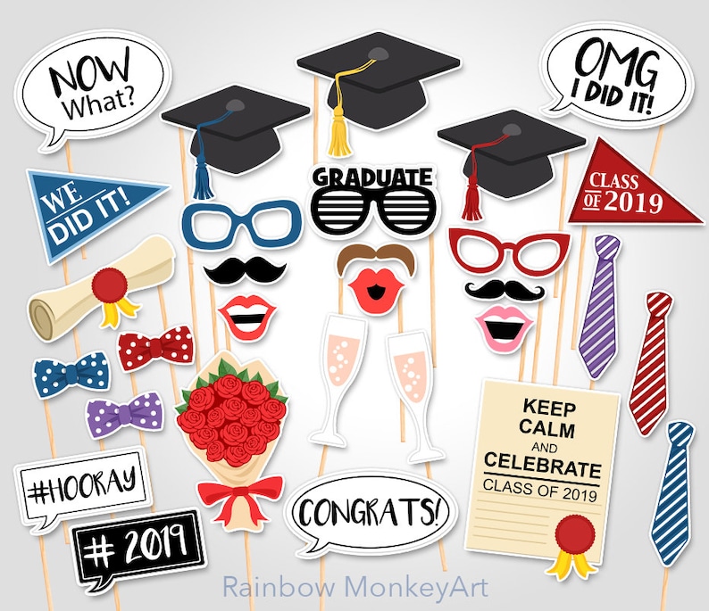 Download Paper Party Supplies Backdrops Props Graduation Photobooth Props Graduation Class Of 2019 Party Graduation Printable Props Printable Graduation Photo Booth Props