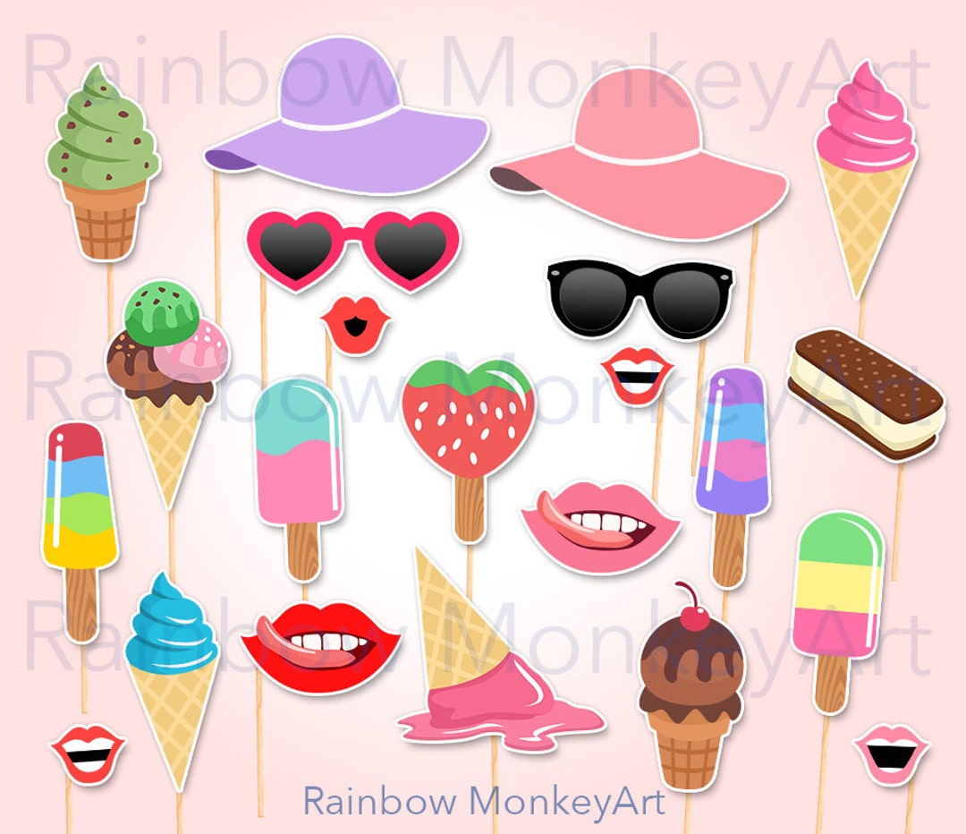 Printable Ice Cream Photo Booth Props Ice Cream Shoppe Photobooth Props ...