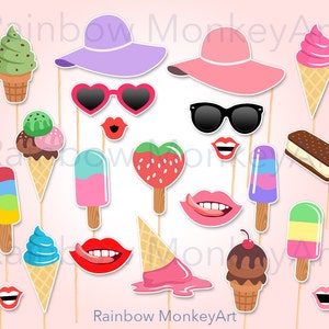Printable Ice Cream Photo Booth Props Ice Cream Shoppe Photobooth Props ...