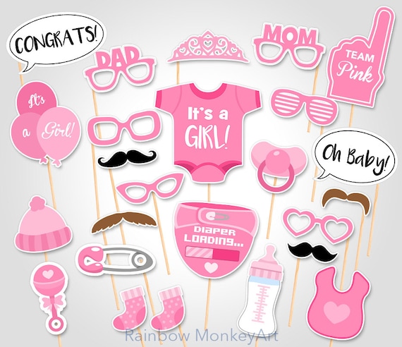 Afdrukbare baby shower Photo Booth Props Baby Girl PhotoBooth Props Afdrukbare Photobooth Props Afdrukbare Baby Shower Props