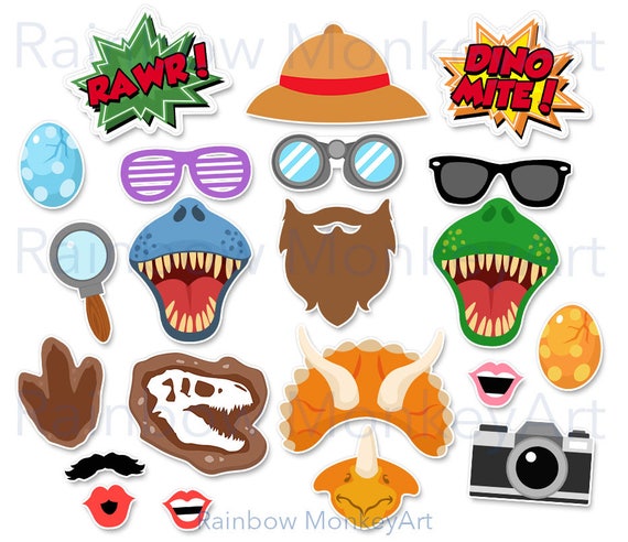 Printable Dinosaur Birthday Party Photo Booth Props Dinosaur Photobooth Props Kids Party Props Dinosaur Photo Booth Props