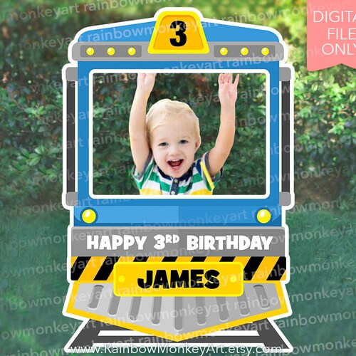 Train Printable Photo Booth Frame Blue Train Photo Booth Etsy UK