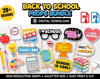 Back to School Photo Booth Props: 23 Piece Printable Set (Digital Download)