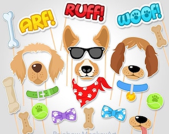Accesorios imprimibles para fotomatón de fiesta canina: Corgi, Spaniel, Retriever (archivo digital)